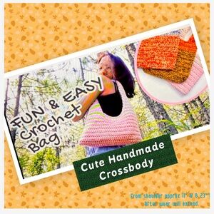 DIY Crochet Crossbody Color Wine n White Top w/ Green n White Bottom. Never Worn